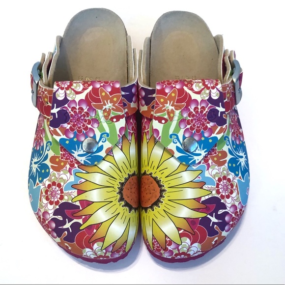 Birkenstock Shoes - Birki’s Birkenstock Flower Power Sunflower Clogs Mules Shoes Size 7 Colorful